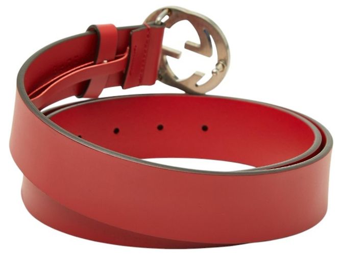 Cintura in pelle Gucci Interlocking G Rosso - vista 3