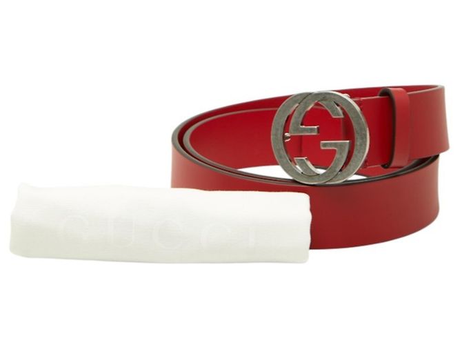 Cintura in pelle Gucci Interlocking G Rosso - vista 6