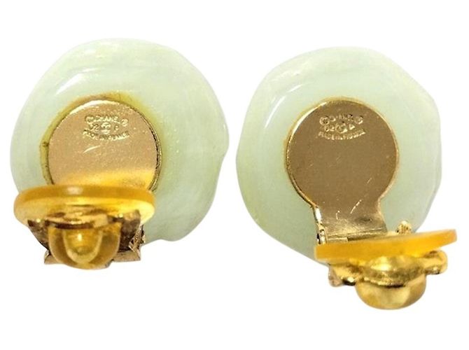 Chanel CHANEL 02P Camellia Coco Mark Clip-Ohrringe Golden Grün - Ansicht 3