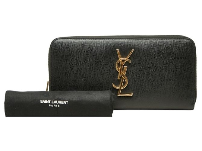 Autre Marque Cartera larga de piel negra Saint Laurent Negro - vista 9
