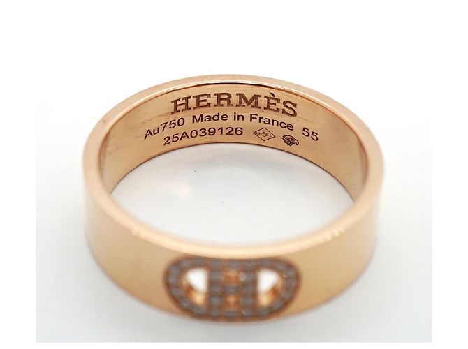 Ring Hermès Anello Hermes H d'Ancre in oro rosa 18K con diamante - vista 4