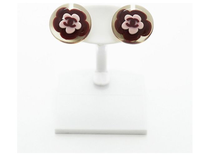Pendientes de botón Chanel rosa y plata - vista 2