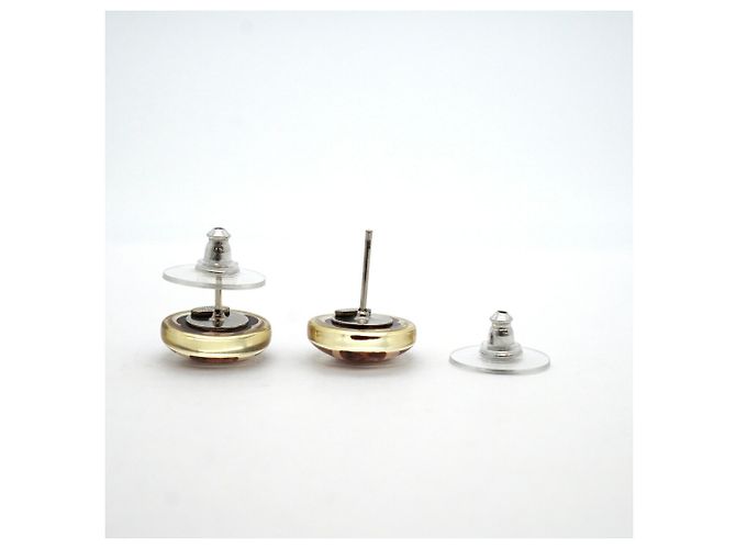 Pendientes de botón Chanel rosa y plata - vista 3
