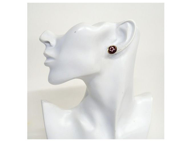 Pendientes de botón Chanel rosa y plata - vista 5