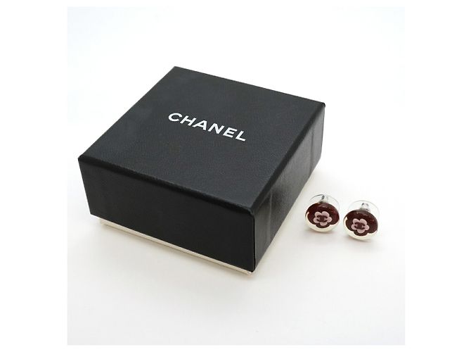 Pendientes de botón Chanel rosa y plata - vista 6