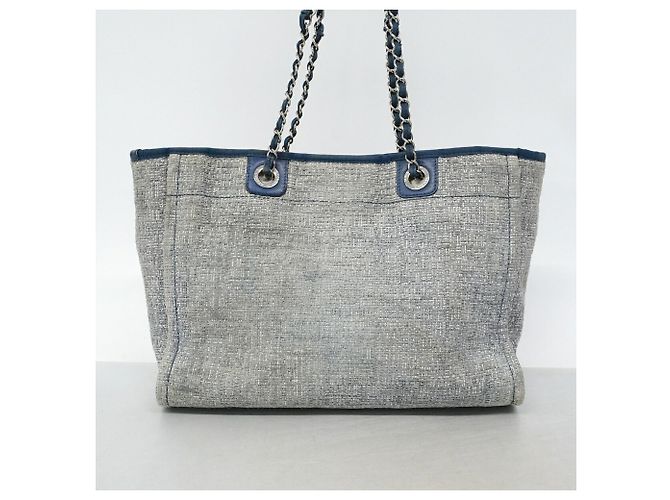 Chanel Deauville Tweed Chain Tote Bag Marineblau - Ansicht 11