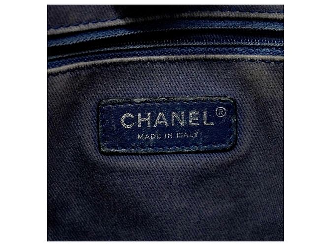 Chanel Deauville Tweed Chain Tote Bag Marineblau - Ansicht 5