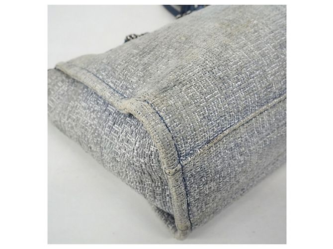 Chanel Deauville Tweed Chain Tote Bag Marineblau - Ansicht 6
