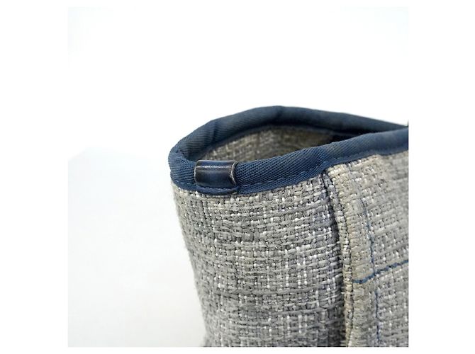 Chanel Deauville Tweed Chain Tote Bag Marineblau - Ansicht 9