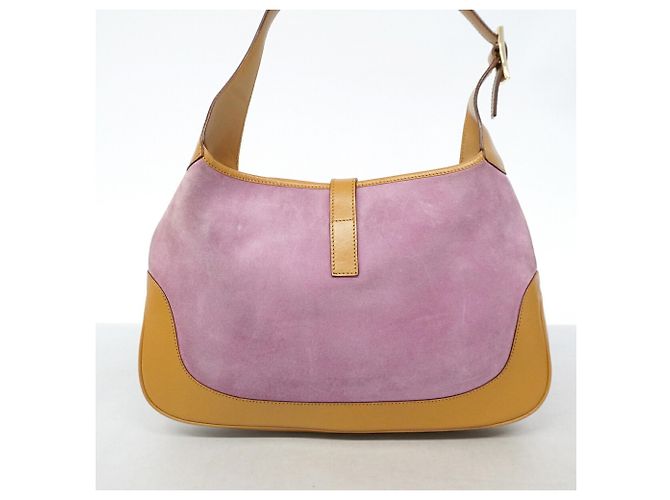 Borsa Gucci Jackie in scamosciato e pelle marrone e rosa - vista 11
