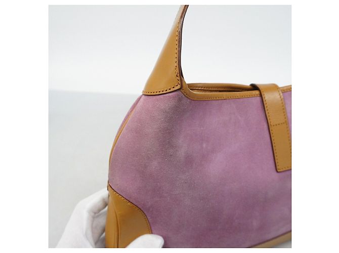 Borsa Gucci Jackie in scamosciato e pelle marrone e rosa - vista 8