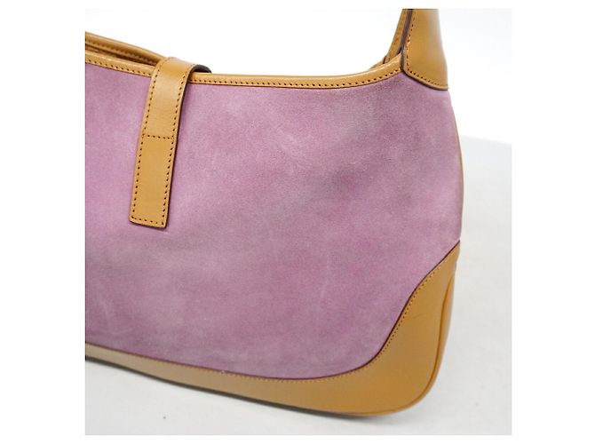 Borsa Gucci Jackie in scamosciato e pelle marrone e rosa - vista 9