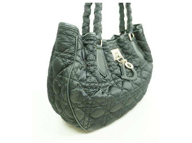 Borsa Christian Dior Cannage in nylon Nero - vista 2