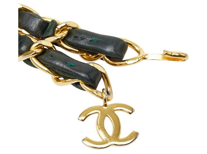 Cinto de corrente Chanel Coco Mark Preto Dourado - vista 3