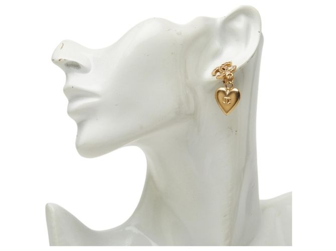 Chanel Coco Mark Herz-Motiv Ohrringe Golden - Ansicht 5