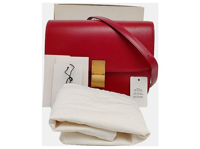Céline Celine Classic Box Bag em couro vermelho - vista 7