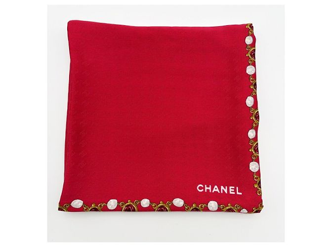 Foulard in seta Chanel in oro e rosso Multicolore D'oro - vista 10