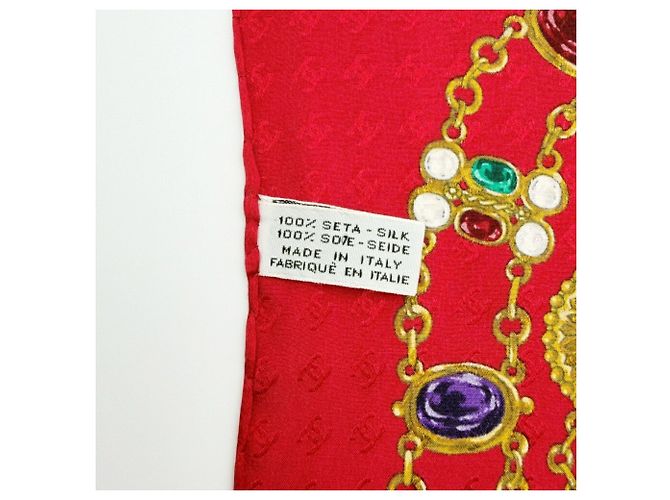 Foulard in seta Chanel in oro e rosso Multicolore D'oro - vista 7