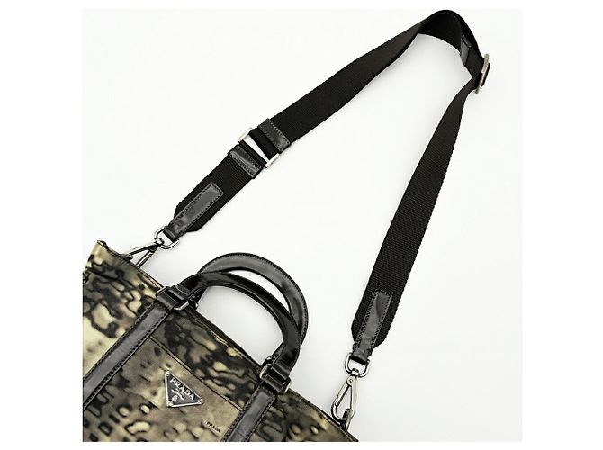 Sac à main Prada Tessuto 2-Way Marron Noir Beige Kaki - vue 5