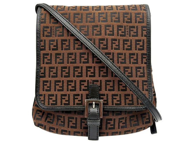 Borsa a Tracolla Fendi Zucca Marrone Nero - vista 2