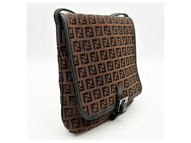 Borsa a Tracolla Fendi Zucca Marrone Nero - vista 4