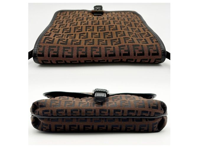 Borsa a Tracolla Fendi Zucca Marrone Nero - vista 5
