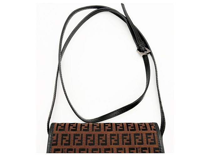 Borsa a Tracolla Fendi Zucca Marrone Nero - vista 7