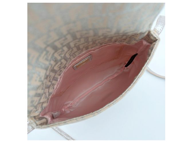 Fendi Zucchino Schultertasche Silber Beige - Ansicht 13