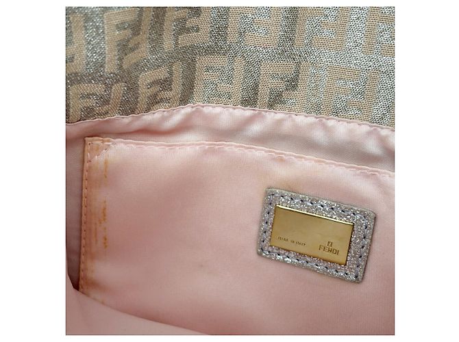 Fendi Zucchino Schultertasche Silber Beige - Ansicht 14