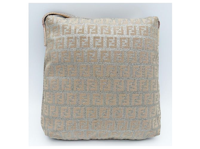 Fendi Zucchino Schultertasche Silber Beige - Ansicht 3