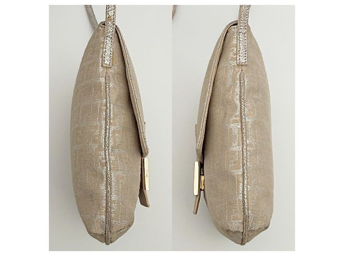 Fendi Zucchino Schultertasche Silber Beige - Ansicht 5