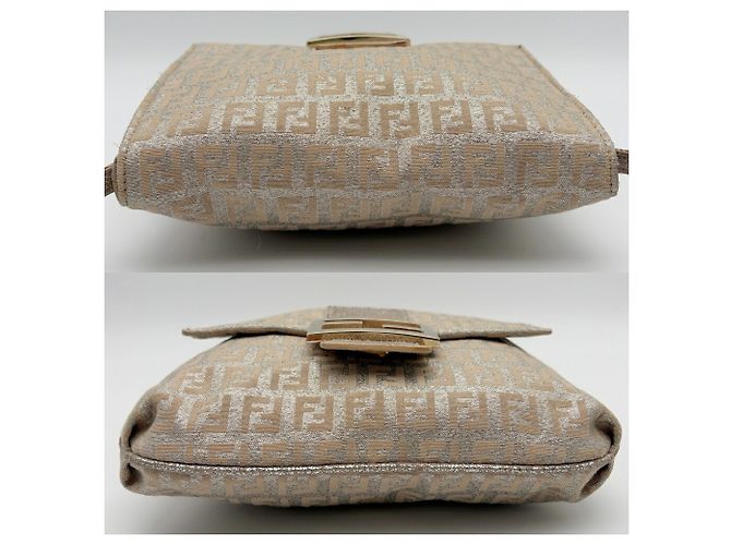 Fendi Zucchino Schultertasche Silber Beige - Ansicht 6