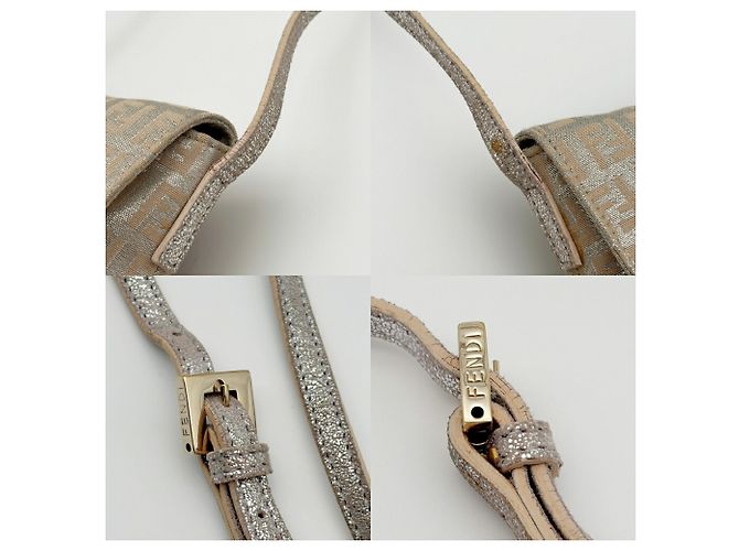 Fendi Zucchino Schultertasche Silber Beige - Ansicht 8