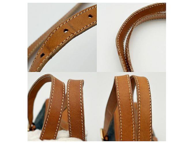 Céline Sac Boston Celine en daim et cuir Marron Bleu Marine - vue 16