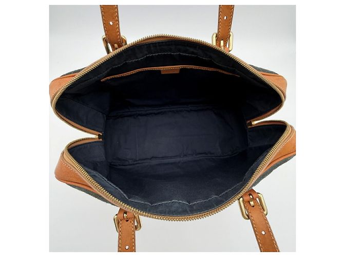 Céline Sac Boston Celine en daim et cuir Marron Bleu Marine - vue 17