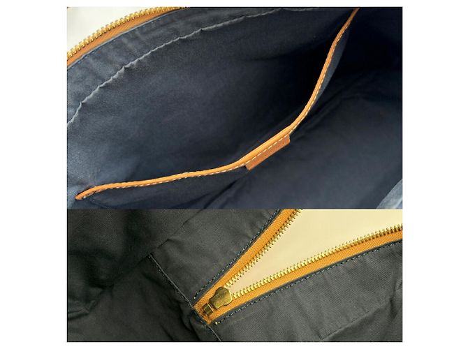 Céline Sac Boston Celine en daim et cuir Marron Bleu Marine - vue 19