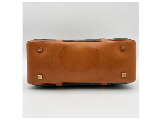 Céline Sac Boston Celine en daim et cuir Marron Bleu Marine - vue 6