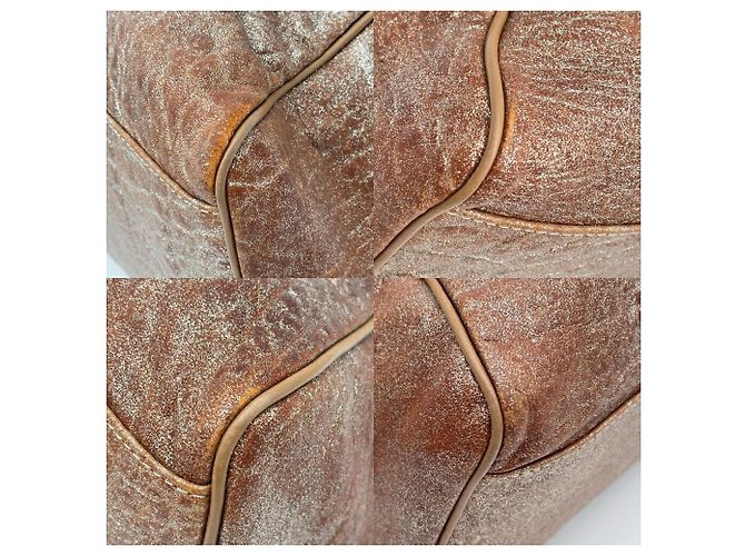 Borsa Tote Fendi Etnico in Pelle Metallizzata Bronzo e Marrone Metallico - vista 14