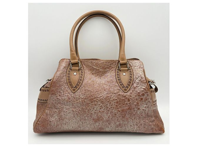 Borsa Tote Fendi Etnico in Pelle Metallizzata Bronzo e Marrone Metallico - vista 2