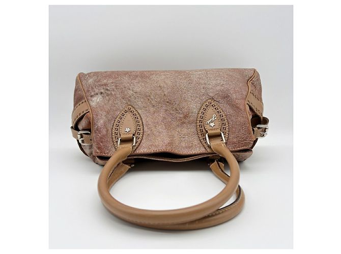 Borsa Tote Fendi Etnico in Pelle Metallizzata Bronzo e Marrone Metallico - vista 5
