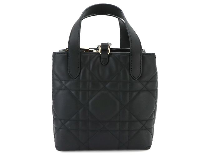Borsa Tote Small Christian Dior Macro Cannage Toujours Vertical Nero - vista 3