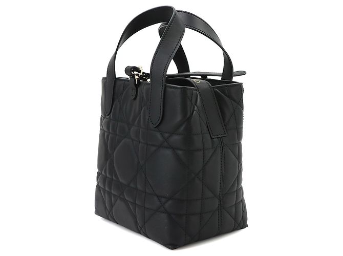 Borsa Tote Small Christian Dior Macro Cannage Toujours Vertical Nero - vista 4