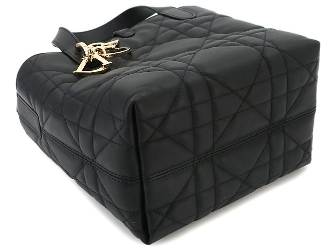 Borsa Tote Small Christian Dior Macro Cannage Toujours Vertical Nero - vista 5