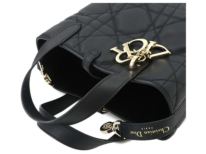Borsa Tote Small Christian Dior Macro Cannage Toujours Vertical Nero - vista 6