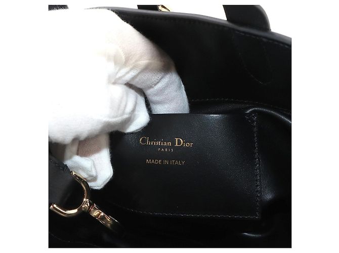 Borsa Tote Small Christian Dior Macro Cannage Toujours Vertical Nero - vista 8