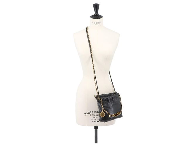 Borsa a mano/spalla Chanel 22 Mini 2-way con catena Nero - vista 9
