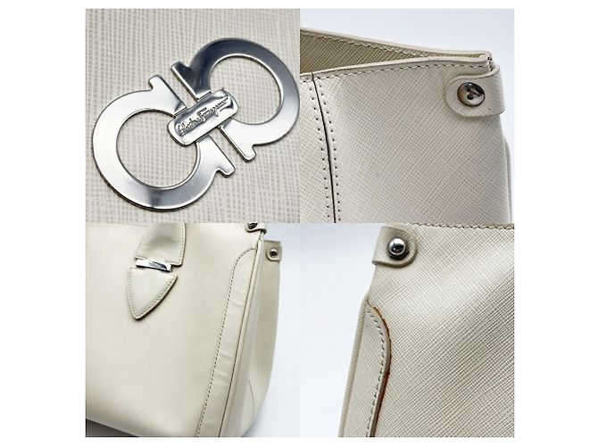 Borsa Tote Salvatore Ferragamo Gancini Crudo - vista 12