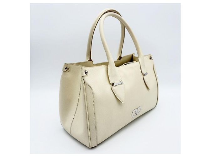 Borsa Tote Salvatore Ferragamo Gancini Crudo - vista 4