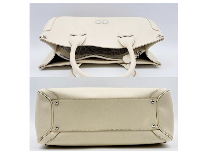 Borsa Tote Salvatore Ferragamo Gancini Crudo - vista 6