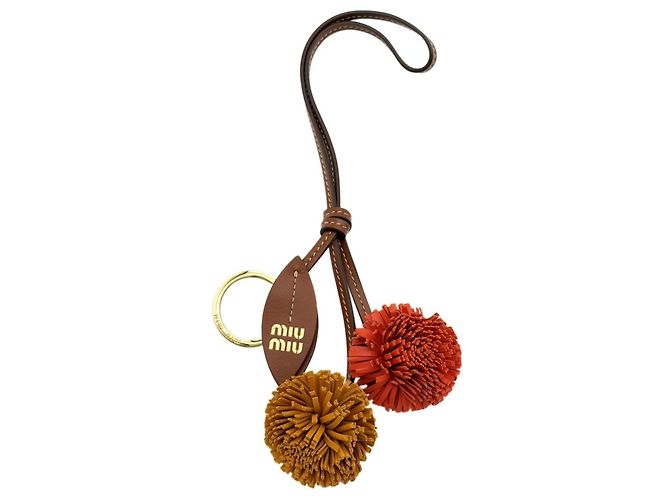 Portachiavi charm Miu Miu in pelle Trick Arancione - vista 2